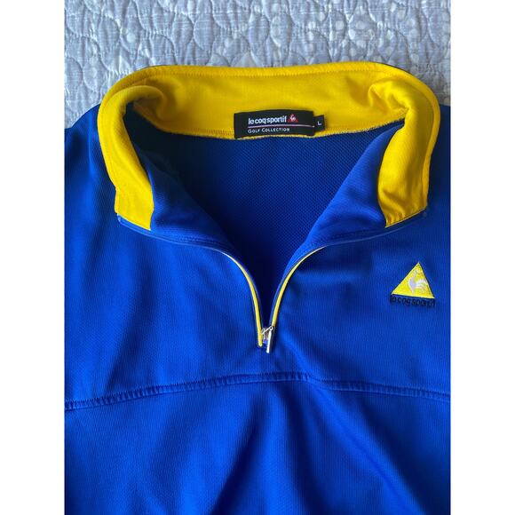 Le Coq Sportif Golf Men's Jacket Pullover 1/4 Zip Blue Yellow France Size Large - Picture 8 of 15